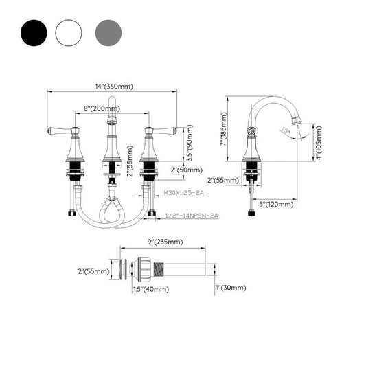 Modern Sink Faucet Widespread Faucet with 2 Handles and 3 Holes Clearhalo 'Bathroom Remodel & Bathroom Fixtures' 'Bathroom Sink Faucets' 'Bathroom Sinks & Faucet Components' 'bathroom_sink_faucets' 'Home Improvement' 'home_improvement' 'home_improvement_bathroom_sink_faucets' 1200x1200_742dd277-ad32-4180-aafa-dd96fa70f748