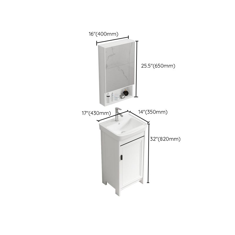 Modern Rectangular Bath Vanity White Ceramic Single Freestanding Sink Vanity Clearhalo 'Bathroom Remodel & Bathroom Fixtures' 'Bathroom Vanities' 'bathroom_vanities' 'Home Improvement' 'home_improvement' 'home_improvement_bathroom_vanities' 1200x1200_7435fdcb-3505-466b-8905-6a5f78d18316