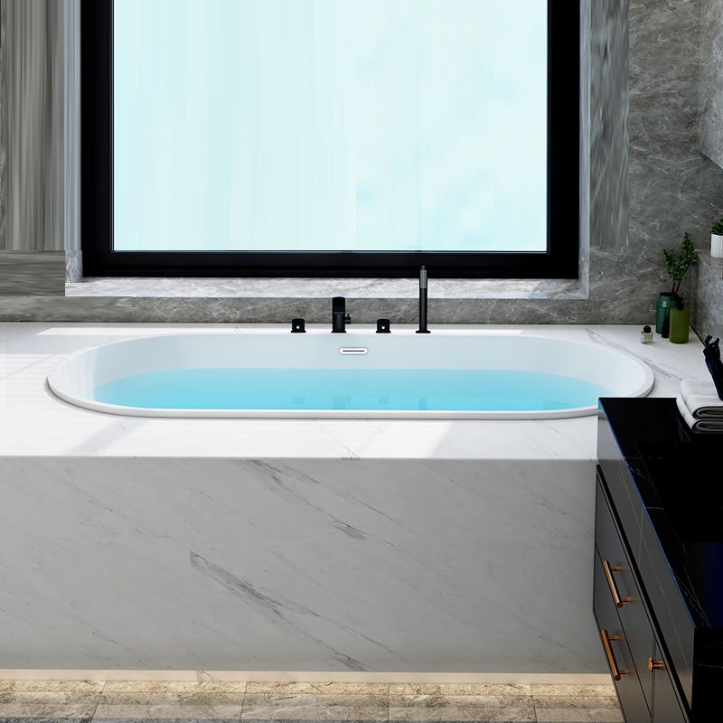 Contemporary Oval Drop-in Bathtub Soaking Acrylic Bath Tub in White Clearhalo 'Bathroom Remodel & Bathroom Fixtures' 'Bathtubs' 'Home Improvement' 'home_improvement' 'home_improvement_bathtubs' 'Showers & Bathtubs' 1200x1200_7441c1f6-30a5-4df2-a71d-5122238d853d