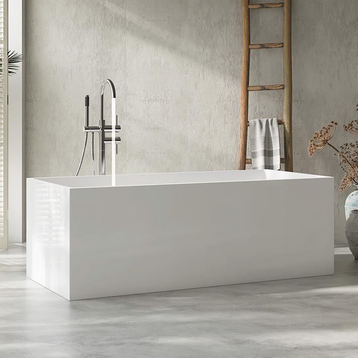 Modern Rectangular Tub Acrylic Freestanding Bathtub for Home Clearhalo 'Bathroom Remodel & Bathroom Fixtures' 'Bathtubs' 'Home Improvement' 'home_improvement' 'home_improvement_bathtubs' 'Showers & Bathtubs' 1200x1200_744ebd59-cfe2-49aa-bad6-092e9fe022fc