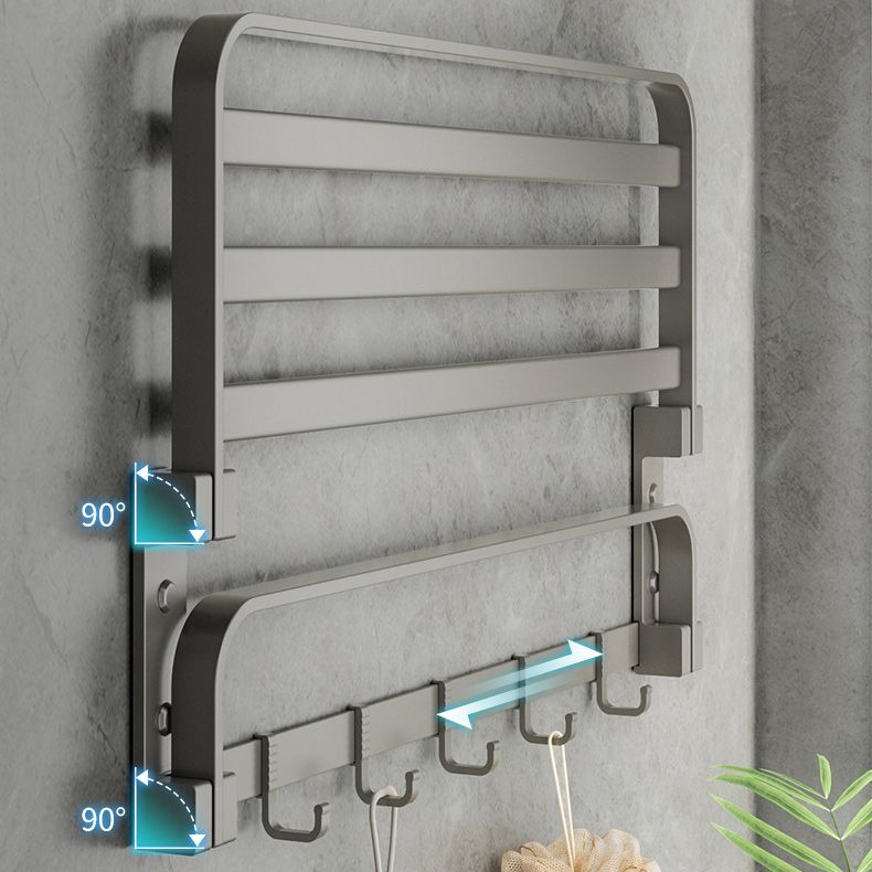 Modern Gray Bathroom Accessory Set Aluminum Stainless Bath Shelf/Robe Hooks/Towel Bar Clearhalo 'Bathroom Hardware Sets' 'Bathroom Hardware' 'Bathroom Remodel & Bathroom Fixtures' 'bathroom_hardware_sets' 'Home Improvement' 'home_improvement' 'home_improvement_bathroom_hardware_sets' 1200x1200_7451a131-659f-404a-98b3-e63c50deb705