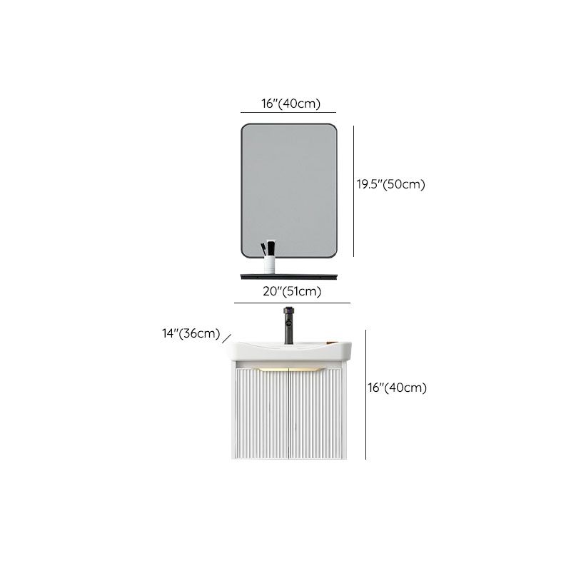 Rectangular White Vanity Single Sink Wall Mount 2 Doors Faucet Metal Frame Mirror Vanity Clearhalo 'Bathroom Remodel & Bathroom Fixtures' 'Bathroom Vanities' 'bathroom_vanities' 'Home Improvement' 'home_improvement' 'home_improvement_bathroom_vanities' 1200x1200_745804a1-1628-40c7-9b55-a87fc44f498e