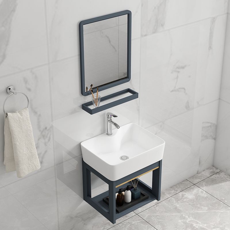 Bathroom Vanity Wall Mounted Storage Shelf Ceramic Sink Faucet Vanity Set with Mirror Clearhalo 'Bathroom Remodel & Bathroom Fixtures' 'Bathroom Vanities' 'bathroom_vanities' 'Home Improvement' 'home_improvement' 'home_improvement_bathroom_vanities' 1200x1200_745d8d5e-b324-49b2-9efc-9b1ad69311c0