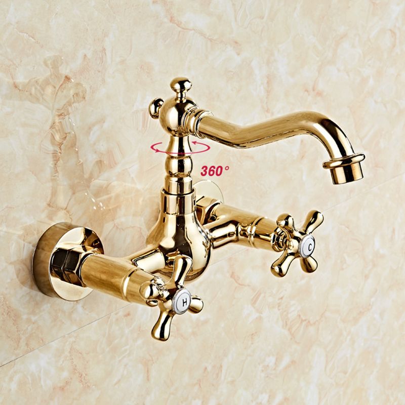 Glam 2-Handle Bathroom Sink Faucet 2-Hole Wall Mounted Bathroom Faucet Clearhalo 'Bathroom Remodel & Bathroom Fixtures' 'Bathroom Sink Faucets' 'Bathroom Sinks & Faucet Components' 'bathroom_sink_faucets' 'Home Improvement' 'home_improvement' 'home_improvement_bathroom_sink_faucets' 1200x1200_74608895-465a-4e97-80c9-bdd2a86e5718