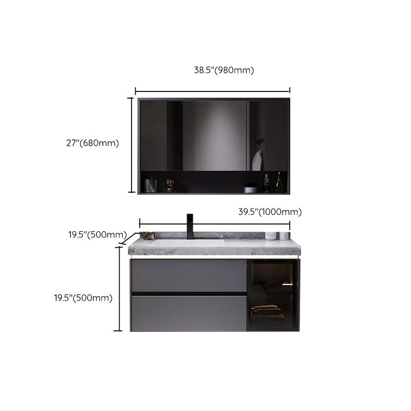 Grey Wall Mounted Standard Rectangular Open Console with Sink Set Clearhalo 'Bathroom Remodel & Bathroom Fixtures' 'Bathroom Vanities' 'bathroom_vanities' 'Home Improvement' 'home_improvement' 'home_improvement_bathroom_vanities' 1200x1200_746354dc-1c26-4761-b79e-7d6c8fe3807c