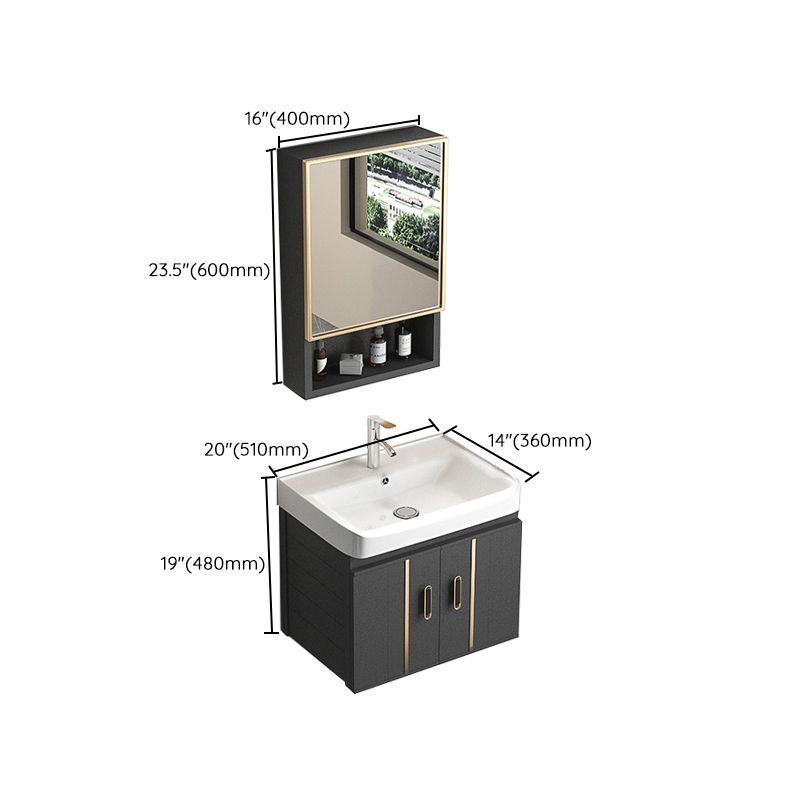 Rectangular Bathroom Vanity Modern Black Single-Sink Wall Mount Vanity Set Clearhalo 'Bathroom Remodel & Bathroom Fixtures' 'Bathroom Vanities' 'bathroom_vanities' 'Home Improvement' 'home_improvement' 'home_improvement_bathroom_vanities' 1200x1200_7466406e-5e8d-482e-b5e5-49ac8d7b84e2