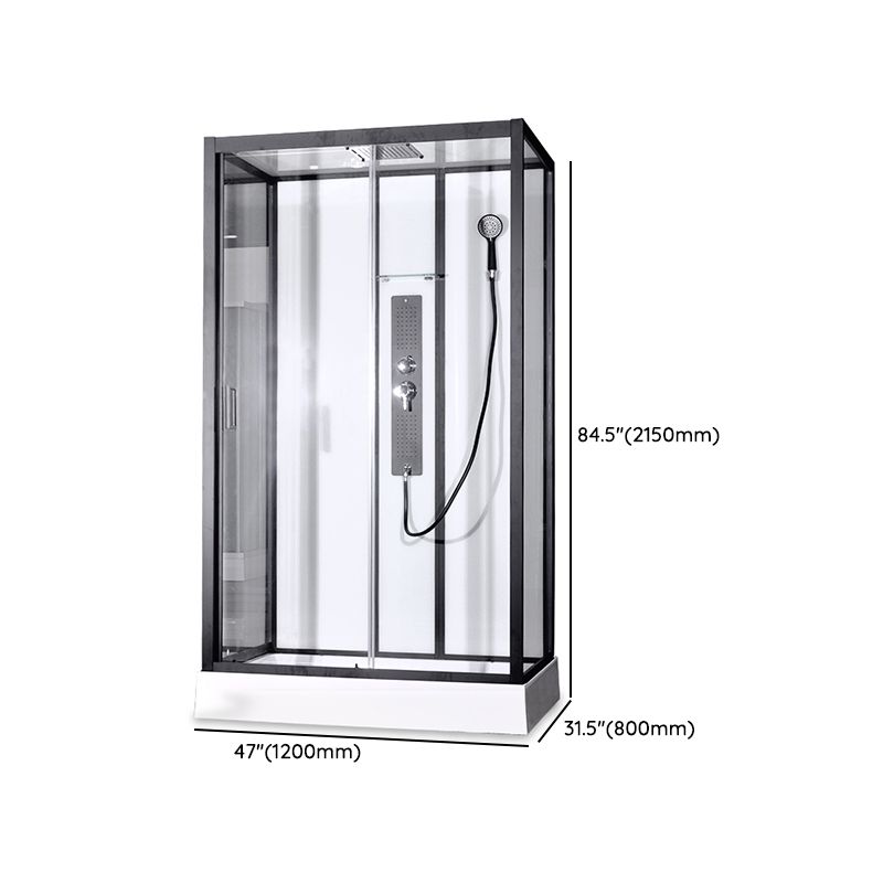 Black Framed Shower Enclosure Single Sliding Square Shower Kit Clearhalo 'Bathroom Remodel & Bathroom Fixtures' 'Home Improvement' 'home_improvement' 'home_improvement_shower_stalls_enclosures' 'Shower Stalls & Enclosures' 'shower_stalls_enclosures' 'Showers & Bathtubs' 1200x1200_7467c89f-e19a-4e71-b737-ca67e97c409a