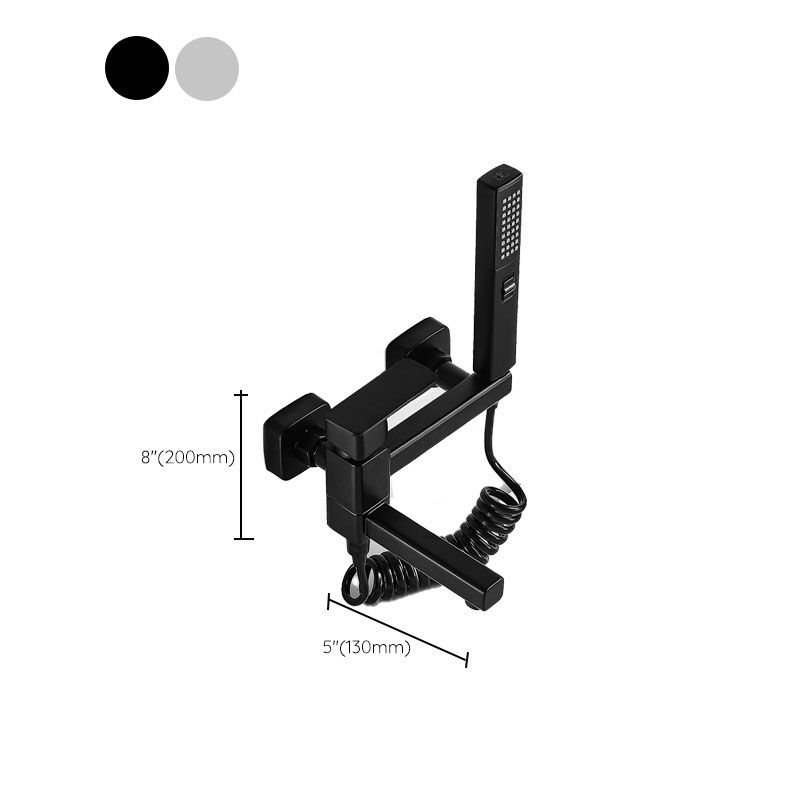 Wall Mounted Tub Filler Modern Single Lever Handle Swivel Tub Filler with Handshower Clearhalo 'Bathroom Remodel & Bathroom Fixtures' 'Bathtub Faucets' 'bathtub_faucets' 'Home Improvement' 'home_improvement' 'home_improvement_bathtub_faucets' 1200x1200_74a79c53-11b0-4749-8791-9cac436780dd