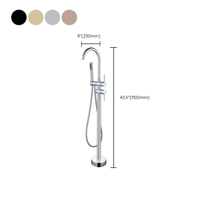 Floor Mounted Metal Freestanding Tub Filler High Arc Freestanding Faucet Clearhalo 'Bathroom Remodel & Bathroom Fixtures' 'Bathtub Faucets' 'bathtub_faucets' 'Home Improvement' 'home_improvement' 'home_improvement_bathtub_faucets' 1200x1200_74b0b788-e849-4b37-b0df-1de7296f0290