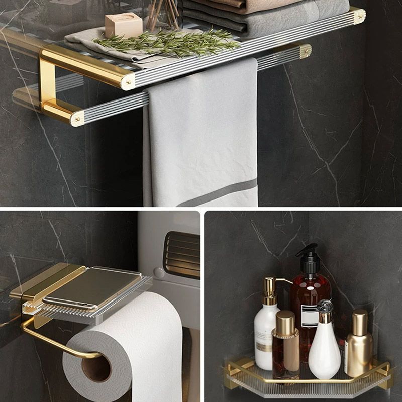 Modern Bathroom Accessory Set Bath Shelf Gold Towel Bar Bath Hardware Set Clearhalo 'Bathroom Hardware Sets' 'Bathroom Hardware' 'Bathroom Remodel & Bathroom Fixtures' 'bathroom_hardware_sets' 'Home Improvement' 'home_improvement' 'home_improvement_bathroom_hardware_sets' 1200x1200_74b387b3-3c10-4a2a-be5e-b714dd8c71f7