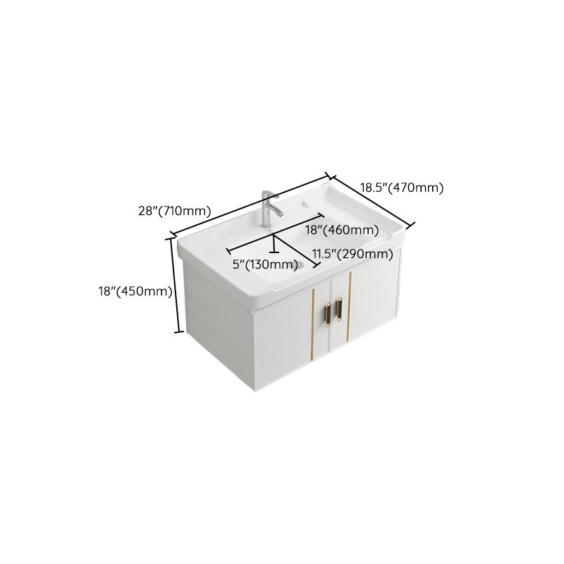 Modern Wall-mounted White Sink Ceramic Faucet Drawers Vanity Set with Mirror Clearhalo 'Bathroom Remodel & Bathroom Fixtures' 'Bathroom Vanities' 'bathroom_vanities' 'Home Improvement' 'home_improvement' 'home_improvement_bathroom_vanities' 1200x1200_74b7d5bc-8e27-424b-ae07-df5ed22d823a