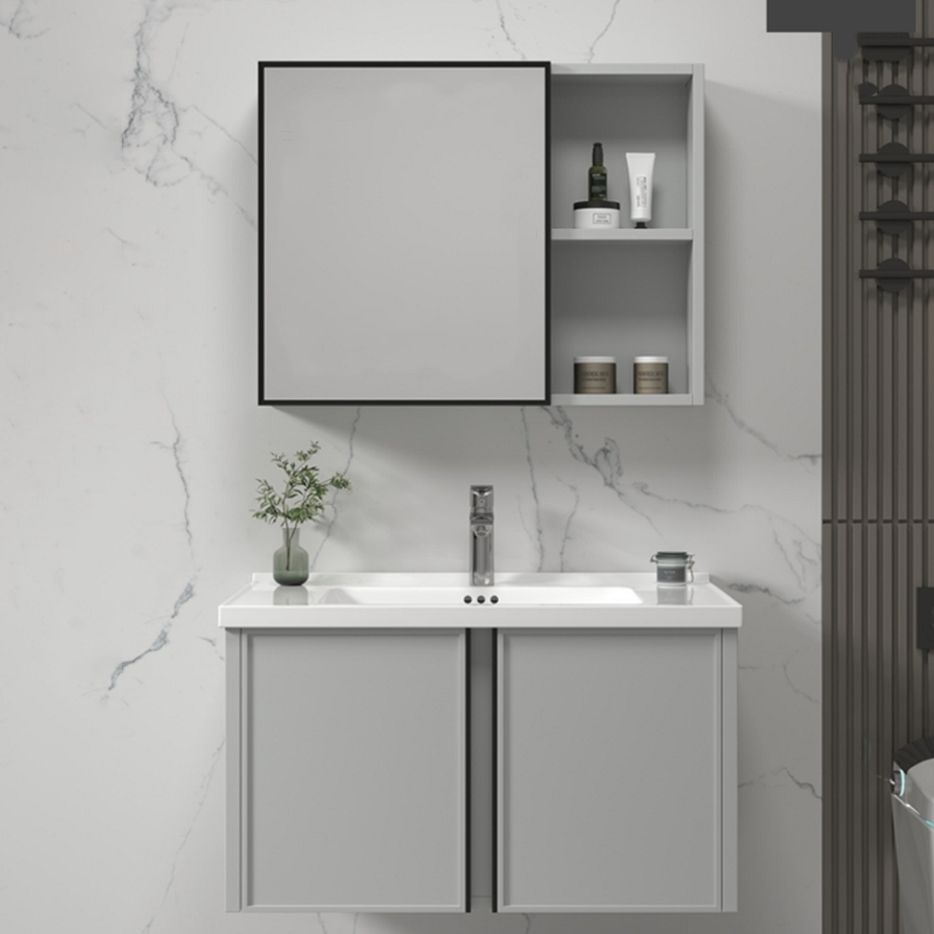 Modern Gray Bath Vanity Metal Frame Single Rectangular Wall Mount Sink Vanity Clearhalo 'Bathroom Remodel & Bathroom Fixtures' 'Bathroom Vanities' 'bathroom_vanities' 'Home Improvement' 'home_improvement' 'home_improvement_bathroom_vanities' 1200x1200_750b2fad-bd62-48d0-9753-11a7897ca8e9