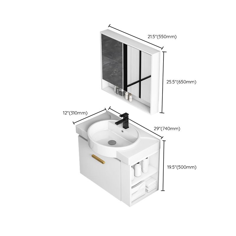 Modern Single Sink Vanity Set Wall Mount White Ceramic Vanity Clearhalo 'Bathroom Remodel & Bathroom Fixtures' 'Bathroom Vanities' 'bathroom_vanities' 'Home Improvement' 'home_improvement' 'home_improvement_bathroom_vanities' 1200x1200_750d1cc4-3e80-4e80-885b-383f0292f04a