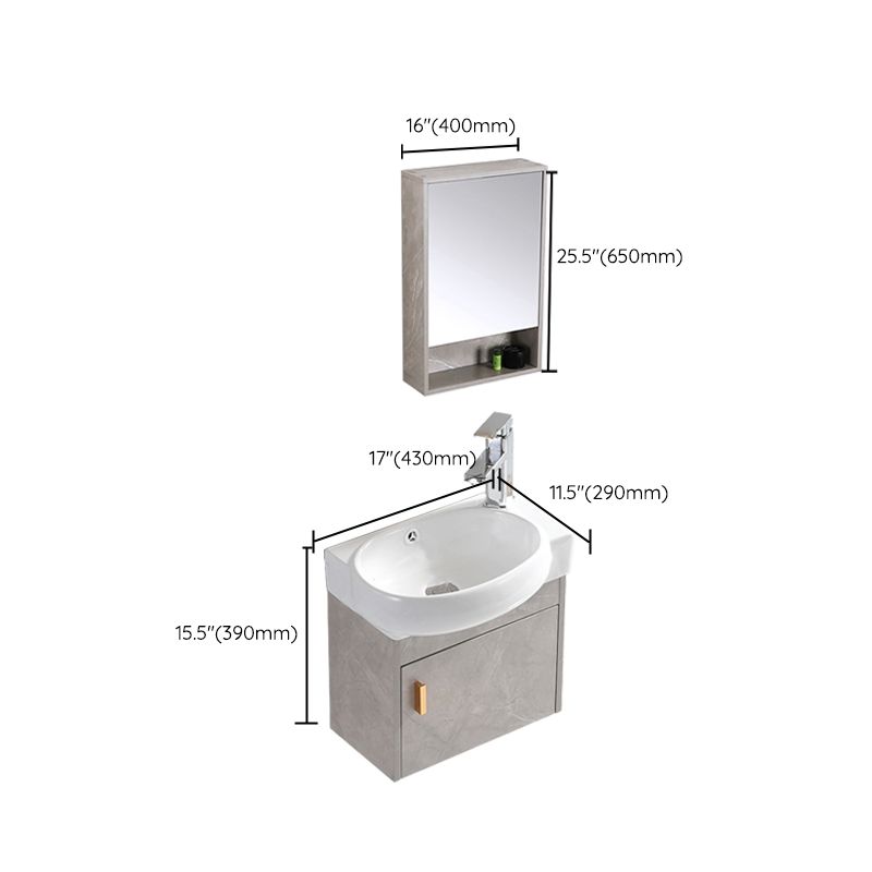 Rectangular Glam Sink Vanity Ceramic Single Wall Mount Vanity Set Clearhalo 'Bathroom Remodel & Bathroom Fixtures' 'Bathroom Vanities' 'bathroom_vanities' 'Home Improvement' 'home_improvement' 'home_improvement_bathroom_vanities' 1200x1200_758b4ee9-b10b-4885-80fc-bd028b4894e1