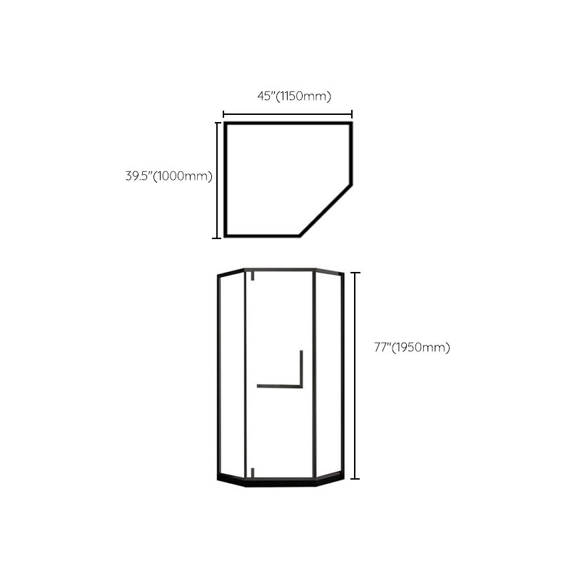 Contemporary Black Shower Enclosure Neo-Angle Semi-Frameless Clear Shower Enclosure Clearhalo 'Bathroom Remodel & Bathroom Fixtures' 'Home Improvement' 'home_improvement' 'home_improvement_shower_stalls_enclosures' 'Shower Stalls & Enclosures' 'shower_stalls_enclosures' 'Showers & Bathtubs' 1200x1200_75a0a2d8-45f2-431d-bb81-0cd63634e504