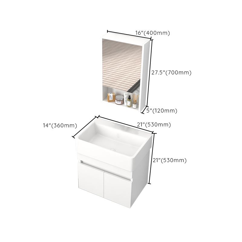 Rectangular Single Sink Bathroom Vanity Modern White Wall Mount Vanity Set Clearhalo 'Bathroom Remodel & Bathroom Fixtures' 'Bathroom Vanities' 'bathroom_vanities' 'Home Improvement' 'home_improvement' 'home_improvement_bathroom_vanities' 1200x1200_75c2dcb6-16ca-4fdd-8fa1-d24e348ca0f3