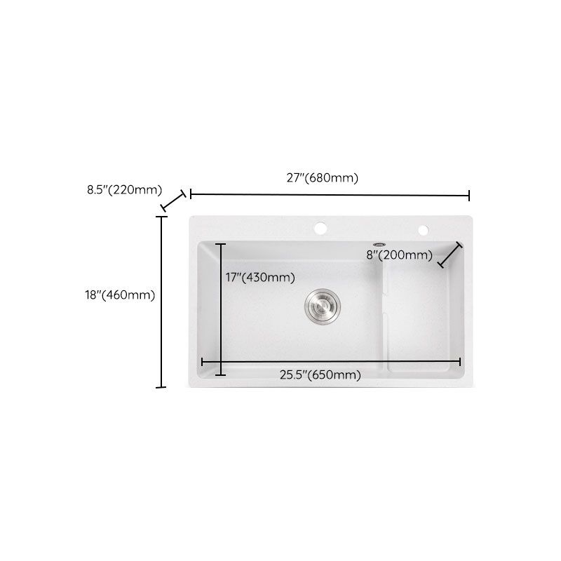 Contemporary Style Kitchen Sink Quartz Kitchen Sink in White Clearhalo 'Home Improvement' 'home_improvement' 'home_improvement_kitchen_sinks' 'Kitchen Remodel & Kitchen Fixtures' 'Kitchen Sinks & Faucet Components' 'Kitchen Sinks' 'kitchen_sinks' 1200x1200_75c86830-6c1d-4ab4-b506-ce35e2d6eb79