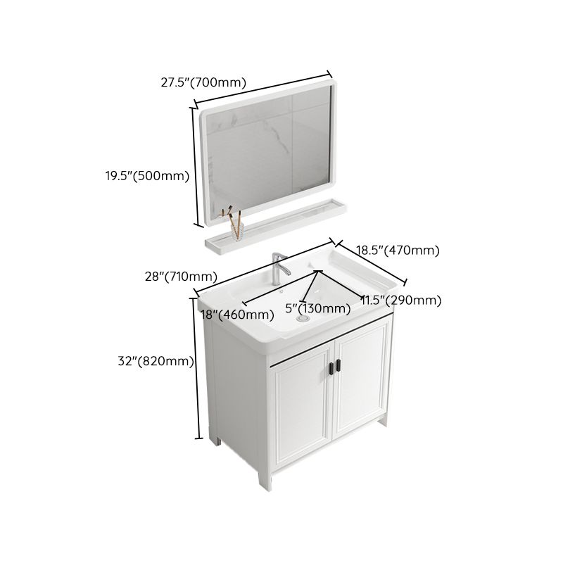 Bathroom Vanity Single Sink White Metal Frame Freestanding Bathroom Vanity with Door Clearhalo 'Bathroom Remodel & Bathroom Fixtures' 'Bathroom Vanities' 'bathroom_vanities' 'Home Improvement' 'home_improvement' 'home_improvement_bathroom_vanities' 1200x1200_75dfc592-304a-4472-a3ec-b567977cde55