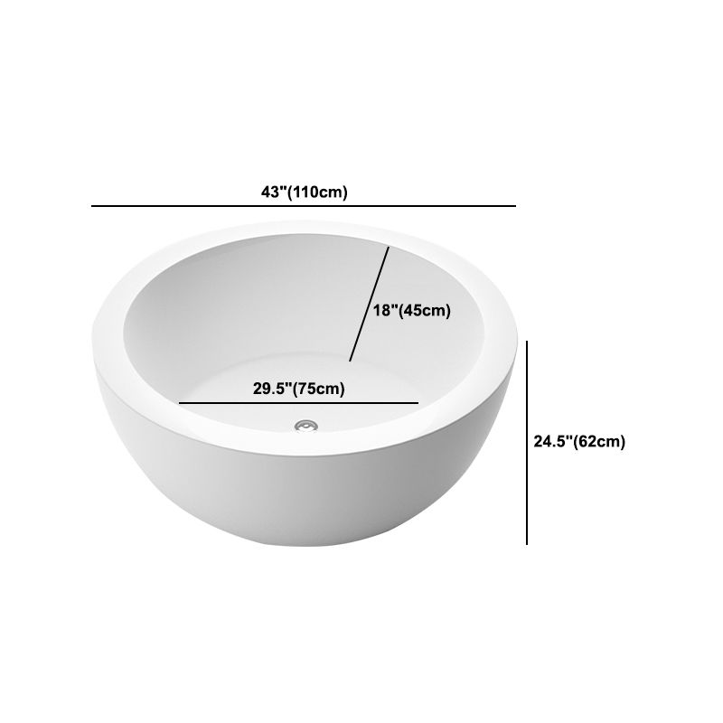 Modern Acrylic Bathtub Round Freestanding Tub for Home and Hotel Clearhalo 'Bathroom Remodel & Bathroom Fixtures' 'Bathtubs' 'Home Improvement' 'home_improvement' 'home_improvement_bathtubs' 'Showers & Bathtubs' 1200x1200_75e7f586-8f58-4465-a9b0-13c702e4dce2