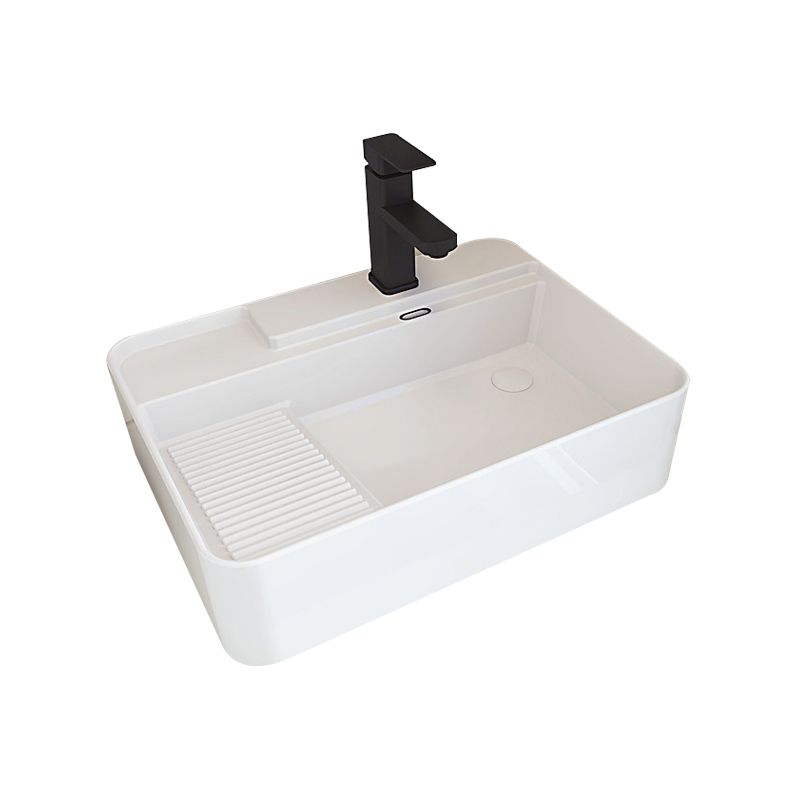 Modern Bathroom Sink Porcelain Solid Color Rectangular Vessel with Pop-Up Drain Clearhalo 'Bathroom Remodel & Bathroom Fixtures' 'Bathroom Sinks & Faucet Components' 'Bathroom Sinks' 'bathroom_sink' 'Home Improvement' 'home_improvement' 'home_improvement_bathroom_sink' 1200x1200_76258865-a83d-4d5f-af04-ee85ba4521cc