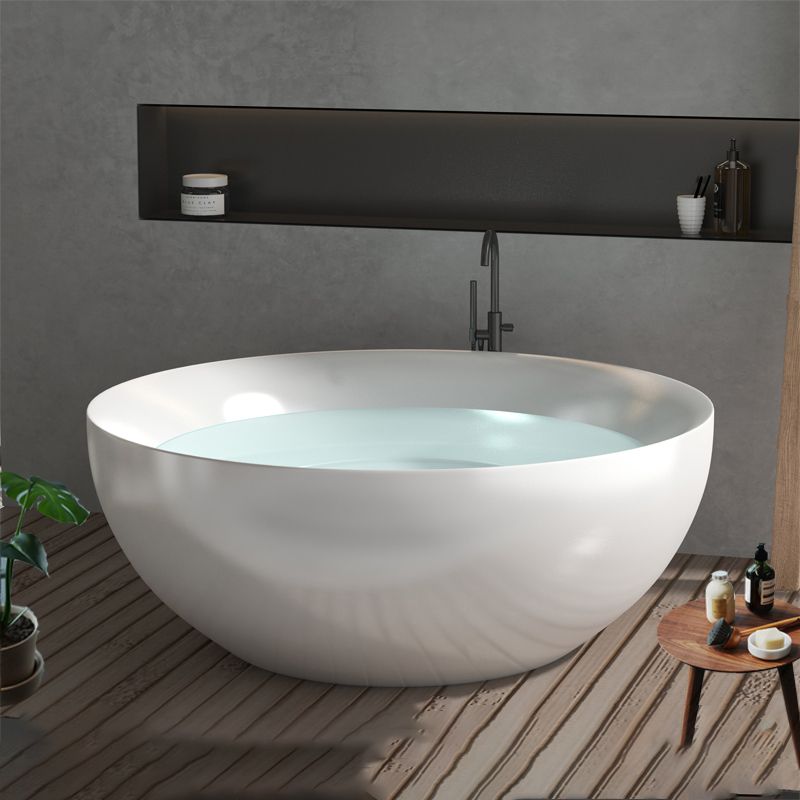 Round Soaking Stand Alone Bathtub Antique Finish Back to Wall Bath Tub Clearhalo 'Bathroom Remodel & Bathroom Fixtures' 'Bathtubs' 'Home Improvement' 'home_improvement' 'home_improvement_bathtubs' 'Showers & Bathtubs' 1200x1200_76282460-b8a0-4f09-b69d-f7342a083e4d