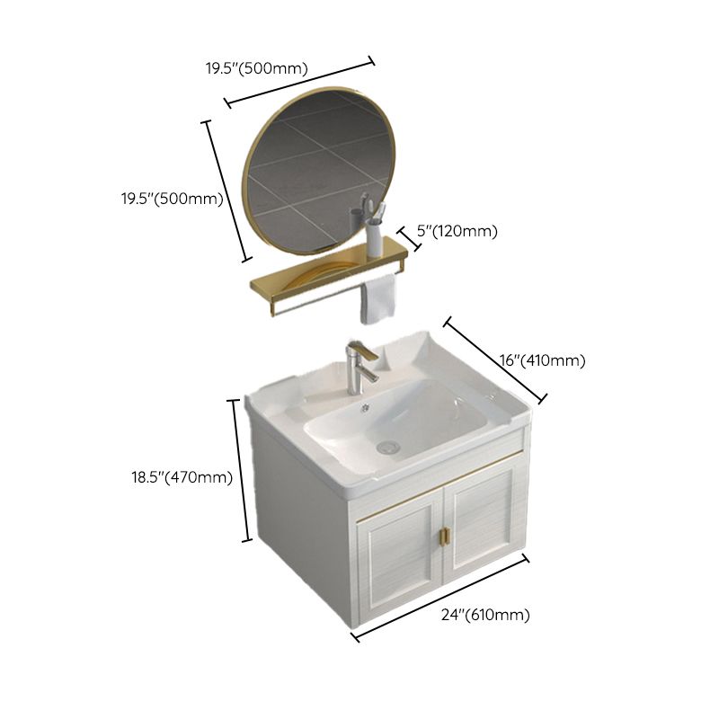 Single Sink Vanity Set Mirror Wall Mount Metal Frame Rectangle Bath Vanity with 2 Doors Clearhalo 'Bathroom Remodel & Bathroom Fixtures' 'Bathroom Vanities' 'bathroom_vanities' 'Home Improvement' 'home_improvement' 'home_improvement_bathroom_vanities' 1200x1200_762dacb9-6f9c-4792-bd75-2057b27153c4