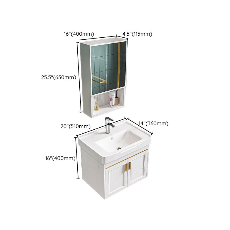 Glam Single Sink Bath Vanity Wall Mount White Metal Base Sink Vanity Clearhalo 'Bathroom Remodel & Bathroom Fixtures' 'Bathroom Vanities' 'bathroom_vanities' 'Home Improvement' 'home_improvement' 'home_improvement_bathroom_vanities' 1200x1200_764b32e1-0c7d-4d53-87da-2b142dd85c2b