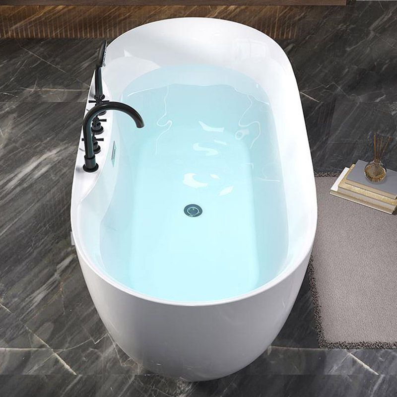 Modern White Acrylic Bathtub Freestand Soaking Bathtub with Drain Bath Tub Clearhalo 'Bathroom Remodel & Bathroom Fixtures' 'Bathtubs' 'Home Improvement' 'home_improvement' 'home_improvement_bathtubs' 'Showers & Bathtubs' 1200x1200_7660fa26-3818-42bd-b1c2-e7d1167644d5