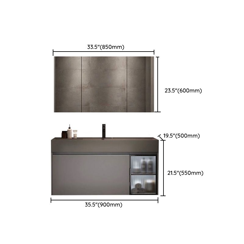 Modern Bathroom Vanity Cabinet Wall-Mounted One Drawer and Shelving Clearhalo 'Bathroom Remodel & Bathroom Fixtures' 'Bathroom Vanities' 'bathroom_vanities' 'Home Improvement' 'home_improvement' 'home_improvement_bathroom_vanities' 1200x1200_76640854-1e05-471d-9193-b4e5ba5248e4