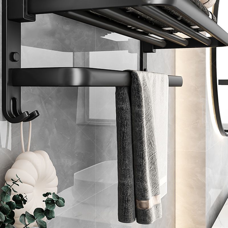 Black Aluminum Bathroom Accessory Set Modern Bath Shelf/ Towel Bar & Paper Holder Clearhalo 'Bathroom Hardware Sets' 'Bathroom Hardware' 'Bathroom Remodel & Bathroom Fixtures' 'bathroom_hardware_sets' 'Home Improvement' 'home_improvement' 'home_improvement_bathroom_hardware_sets' 1200x1200_76a3aae7-1d88-4bd1-b9e3-058ebd9b4086