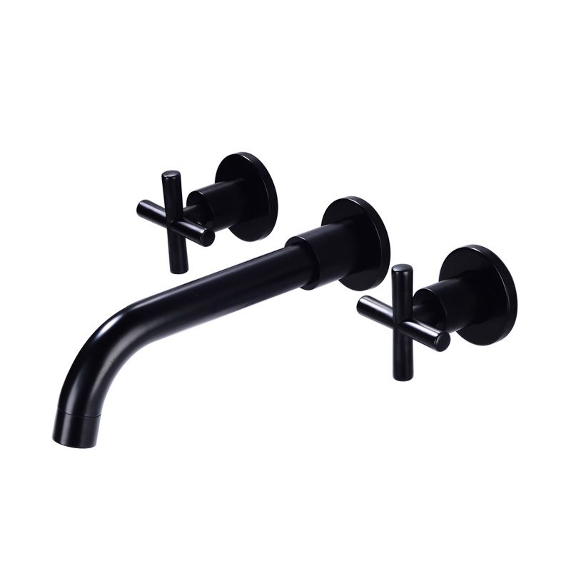 Industrial Wall Mounted Bathroom Faucet Vintage 2-Handle Sink Faucet Clearhalo 'Accueil' 'Amélioration Domiciliaire' 'bathroom_sink_faucets' 'Ensembles de Lavabo & de Robinet de Toilette' 'home_improvement' 'home_improvement_bathroom_sink_faucets' 'Robinet de Lavabo de Salle de Bain' 'Rénovation et Équipement de Salle de Bain' 1200x1200_76ba06ae-a501-4aba-ae07-78780078c9c3