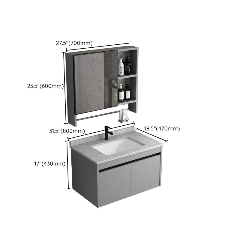 Wall Mount Bathroom Vanity Modern Gray Metal Frame Single Rectangular Vanity Set Clearhalo 'Bathroom Remodel & Bathroom Fixtures' 'Bathroom Vanities' 'bathroom_vanities' 'Home Improvement' 'home_improvement' 'home_improvement_bathroom_vanities' 1200x1200_772a68d7-805a-4f01-a88d-ed82d99ddf6b