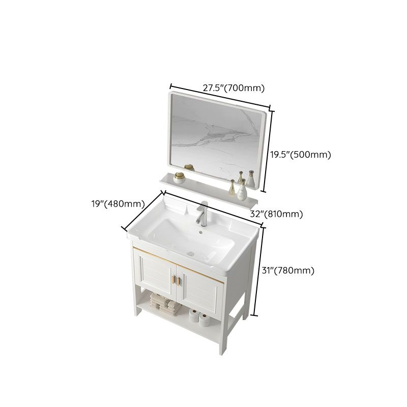 Modern Metal Freestanding Sink Vanity White with Sink Shelf for Bathroom Clearhalo 'Bathroom Remodel & Bathroom Fixtures' 'Bathroom Vanities' 'bathroom_vanities' 'Home Improvement' 'home_improvement' 'home_improvement_bathroom_vanities' 1200x1200_77320bd5-69b2-4dda-8090-2df5a2fa0fc8