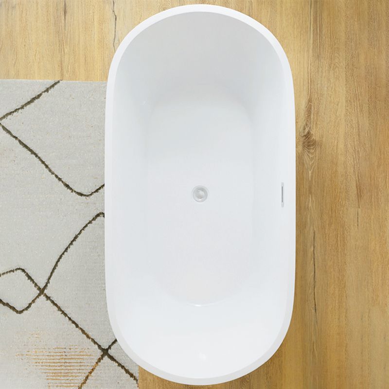 White Oval Bathtub with Drain Acrylic Soaking Freestanding Tub Clearhalo 'Bathroom Remodel & Bathroom Fixtures' 'Bathtubs' 'Home Improvement' 'home_improvement' 'home_improvement_bathtubs' 'Showers & Bathtubs' 1200x1200_77337bd1-590e-4a5a-823e-59eb69e6a993