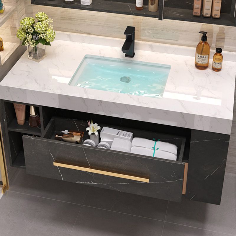 Wall Mount Single-Sink Modern Black Open Console with Sink Set Clearhalo 'Bathroom Remodel & Bathroom Fixtures' 'Bathroom Vanities' 'bathroom_vanities' 'Home Improvement' 'home_improvement' 'home_improvement_bathroom_vanities' 1200x1200_775554d3-6281-4609-b2b2-9943f86c7bfa