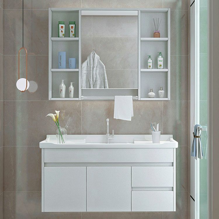 Modern Wall Mount Sink Vanity with Mirror Single Sink for Bathroom Clearhalo 'Bathroom Remodel & Bathroom Fixtures' 'Bathroom Vanities' 'bathroom_vanities' 'Home Improvement' 'home_improvement' 'home_improvement_bathroom_vanities' 1200x1200_775707e5-a5df-4158-8db4-1fd32727a625