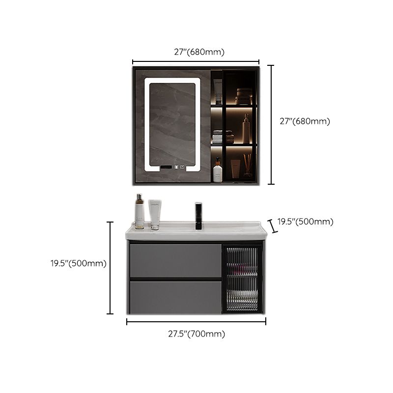 Contemporary Sink Vanity Bathroom Vanity Cabinet with Mirror Cabinet Clearhalo 'Bathroom Remodel & Bathroom Fixtures' 'Bathroom Vanities' 'bathroom_vanities' 'Home Improvement' 'home_improvement' 'home_improvement_bathroom_vanities' 1200x1200_775a6e0c-2a70-4409-b473-284c8f37f7f0