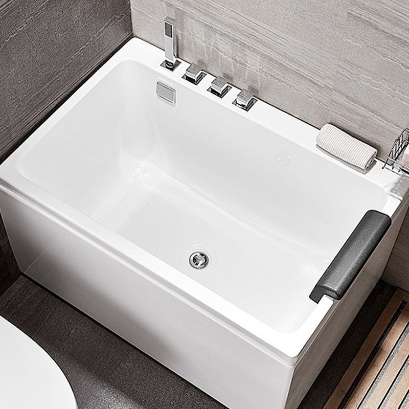 Acrylic Rectangular Bath Tub with Faucet Modern White Tub with Internal Drain Clearhalo 'Bathroom Remodel & Bathroom Fixtures' 'Bathtubs' 'Home Improvement' 'home_improvement' 'home_improvement_bathtubs' 'Showers & Bathtubs' 1200x1200_77652112-4219-416f-a00d-eef0168e421f