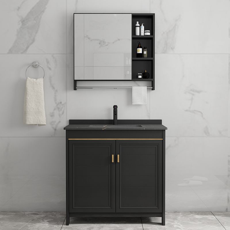 Rectangular Bathroom Vanity Glam Black Freestanding Metal Base Vanity Set Clearhalo 'Bathroom Remodel & Bathroom Fixtures' 'Bathroom Vanities' 'bathroom_vanities' 'Home Improvement' 'home_improvement' 'home_improvement_bathroom_vanities' 1200x1200_7787b3b3-f4ec-4ecc-bb59-a2db996fe6e3