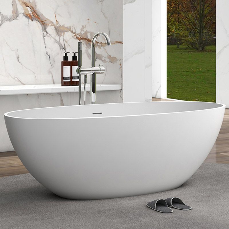 Modern Stone Oval Bath Tub Soaking Stand Alone Tub with Drain Clearhalo 'Bathroom Remodel & Bathroom Fixtures' 'Bathtubs' 'Home Improvement' 'home_improvement' 'home_improvement_bathtubs' 'Showers & Bathtubs' 1200x1200_77a42b28-f316-4bb1-b026-fccd9d40ab3f