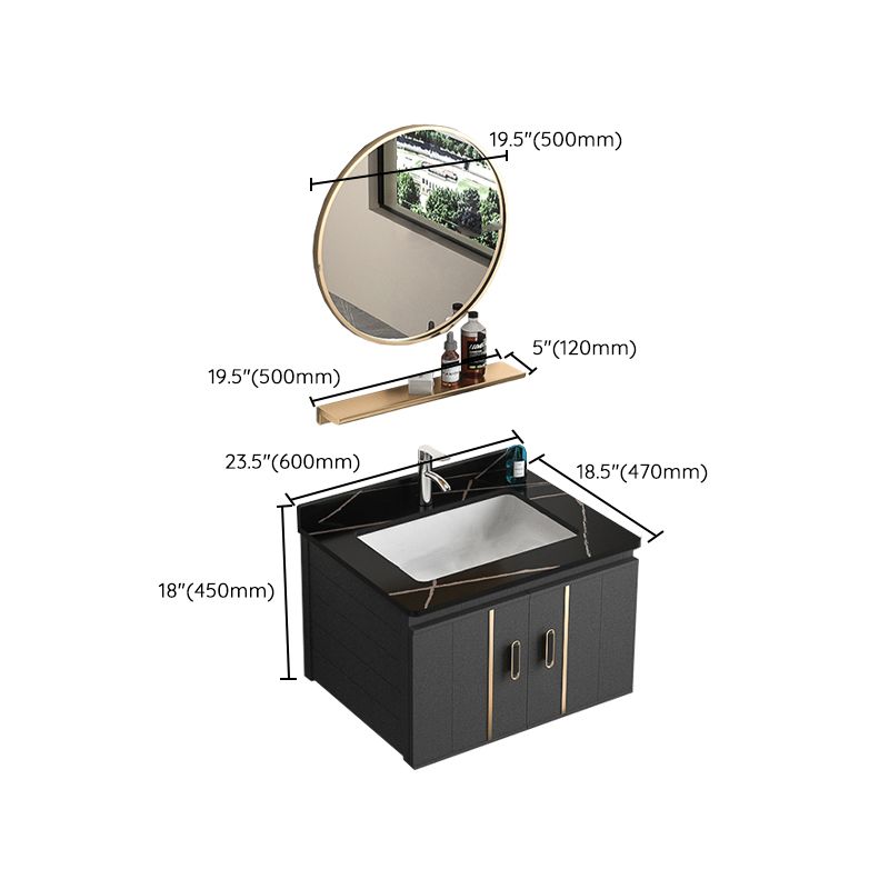 Rectangular Bathroom Vanity Modern Black Single-Sink Wall Mount Vanity Set Clearhalo 'Bathroom Remodel & Bathroom Fixtures' 'Bathroom Vanities' 'bathroom_vanities' 'Home Improvement' 'home_improvement' 'home_improvement_bathroom_vanities' 1200x1200_77d6ce1b-0e7e-4d48-a76e-e3c7ada5cb95