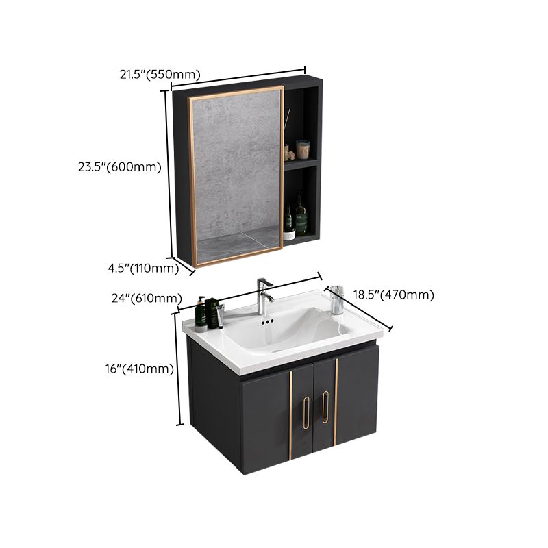 Single Glam Bathroom Vanity Dark Gray Rectangular Wall Mount Vanity Set Clearhalo 'Bathroom Remodel & Bathroom Fixtures' 'Bathroom Vanities' 'bathroom_vanities' 'Home Improvement' 'home_improvement' 'home_improvement_bathroom_vanities' 1200x1200_77d9f2f6-8284-4650-9aee-36d201d7e742