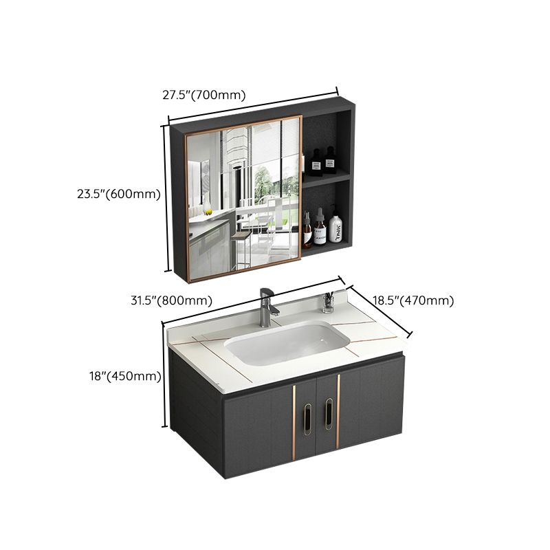 Wall Mount Bathroom Vanity Gray Glam Metal Frame Rectangular Vanity Set Clearhalo 'Bathroom Remodel & Bathroom Fixtures' 'Bathroom Vanities' 'bathroom_vanities' 'Home Improvement' 'home_improvement' 'home_improvement_bathroom_vanities' 1200x1200_78185274-00c2-4087-b9b5-d1138fd860c3