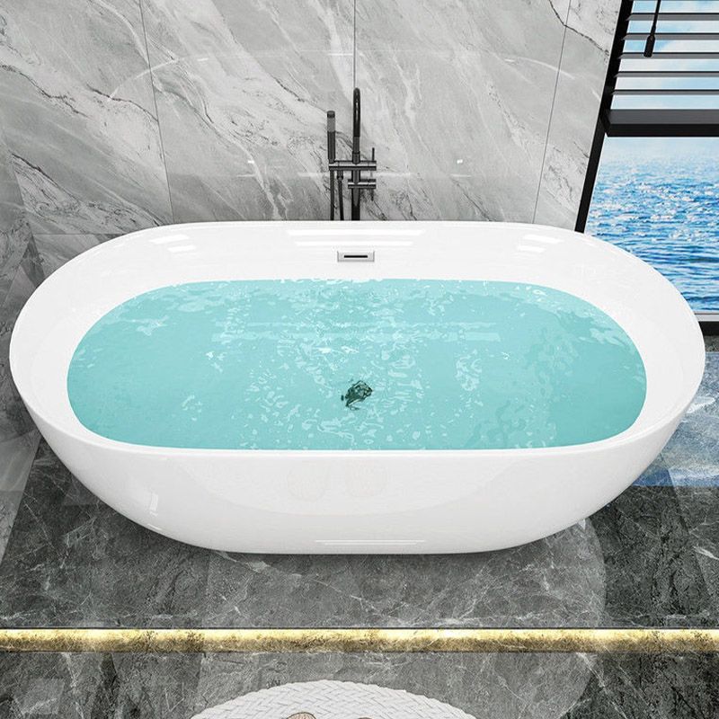 Soaking Freestanding Tub with Overflow Trim White Acrylic Oval Bathtub Clearhalo 'Bathroom Remodel & Bathroom Fixtures' 'Bathtubs' 'Home Improvement' 'home_improvement' 'home_improvement_bathtubs' 'Showers & Bathtubs' 1200x1200_78287ae2-03d8-4d86-a056-16c1e2bb68d4