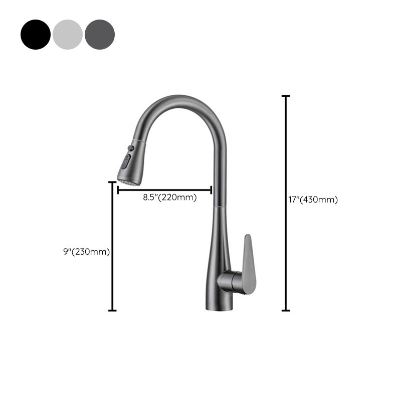 Modern 1-Handle Kitchen Faucet Stainless Steel Standard Kitchen Faucet Clearhalo 'Home Improvement' 'home_improvement' 'home_improvement_kitchen_faucets' 'Kitchen Faucets' 'Kitchen Remodel & Kitchen Fixtures' 'Kitchen Sinks & Faucet Components' 'kitchen_faucets' 1200x1200_78507c85-db4a-4d27-96cf-012a345d28c6