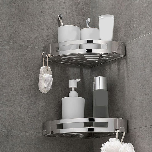 Contemporary 2/3-Piece Bathroom Accessory Set Geometric Bath Shelf in Stainless Steel Clearhalo 'Bathroom Hardware Sets' 'Bathroom Hardware' 'Bathroom Remodel & Bathroom Fixtures' 'bathroom_hardware_sets' 'Home Improvement' 'home_improvement' 'home_improvement_bathroom_hardware_sets' 1200x1200_78a5b194-59f8-4591-899a-4c8921f8d47d