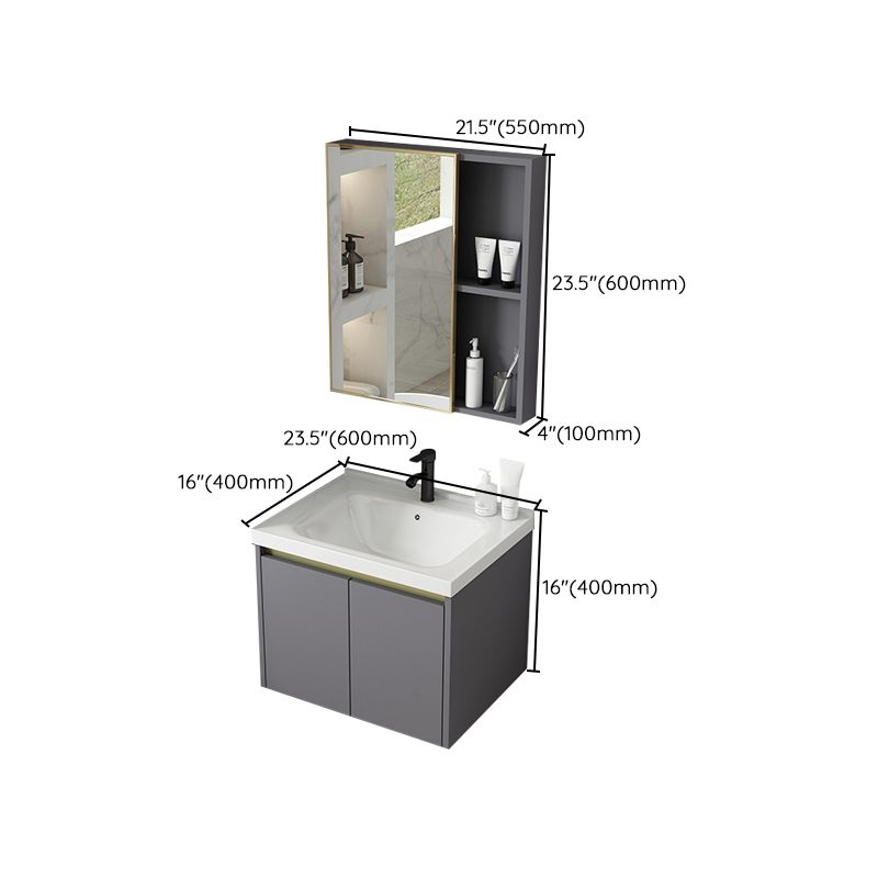 Metal Bathroom Sink Vanity Wall Mounted Bathroom Sink Vanity with Faucet Clearhalo 'Bathroom Remodel & Bathroom Fixtures' 'Bathroom Vanities' 'bathroom_vanities' 'Home Improvement' 'home_improvement' 'home_improvement_bathroom_vanities' 1200x1200_78a67421-cbe9-4169-9e80-cc208c6ab935