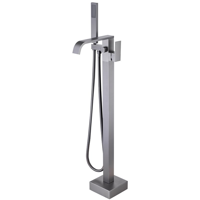 Floor Mounted Metal Freestanding Tub Filler Swivel Freestanding Faucet with Spray Gun Clearhalo 'Bathroom Remodel & Bathroom Fixtures' 'Bathtub Faucets' 'bathtub_faucets' 'Home Improvement' 'home_improvement' 'home_improvement_bathtub_faucets' 1200x1200_78aa4363-3b4c-4a1b-bfca-f132b2c6e819