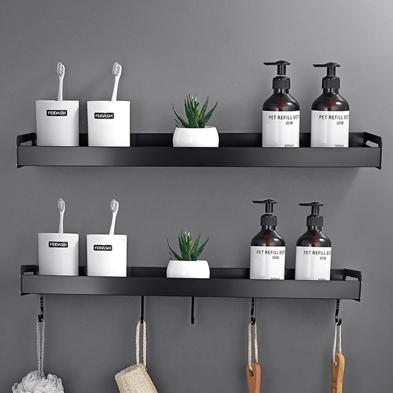 Matte Black Modern Bathroom Accessory Set, Set of 2, Bath Shelf Clearhalo 'Bathroom Hardware Sets' 'Bathroom Hardware' 'Bathroom Remodel & Bathroom Fixtures' 'bathroom_hardware_sets' 'Home Improvement' 'home_improvement' 'home_improvement_bathroom_hardware_sets' 1200x1200_78dcdcb4-65e8-4c8d-886e-dc1e32feea0c