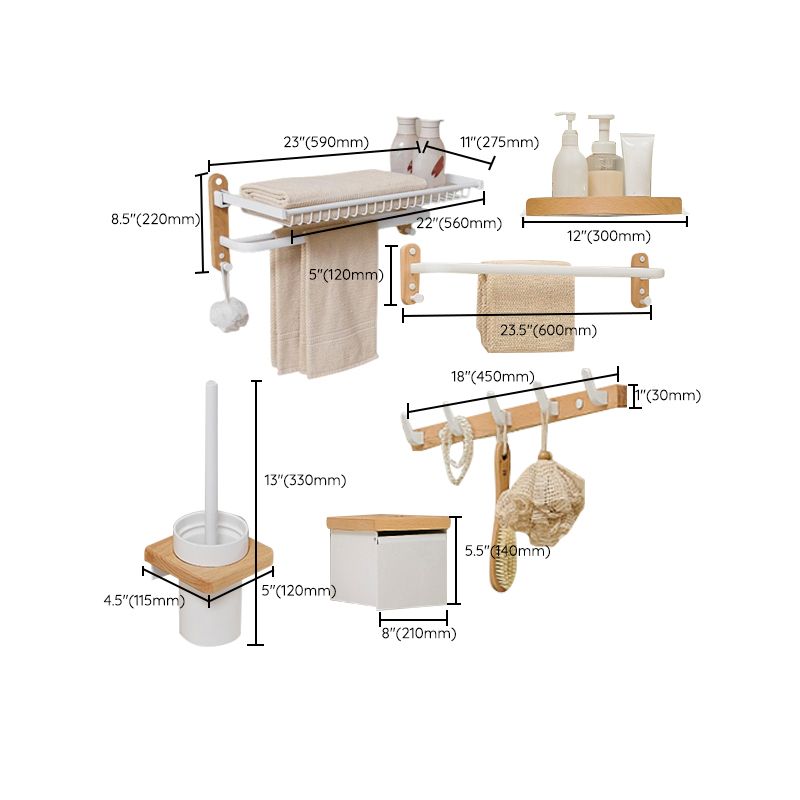 Aluminum & Wood Bath Hardware Set White Bathroom Accessory Kit Clearhalo 'Bathroom Hardware Sets' 'Bathroom Hardware' 'Bathroom Remodel & Bathroom Fixtures' 'bathroom_hardware_sets' 'Home Improvement' 'home_improvement' 'home_improvement_bathroom_hardware_sets' 1200x1200_79001120-5964-4f80-8081-c83d47327824